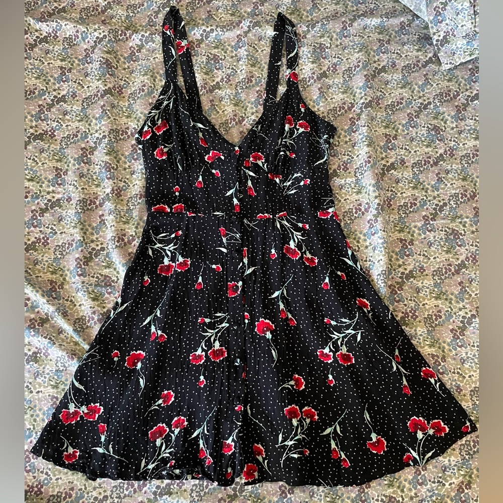 Free people floral button cross back mini dress